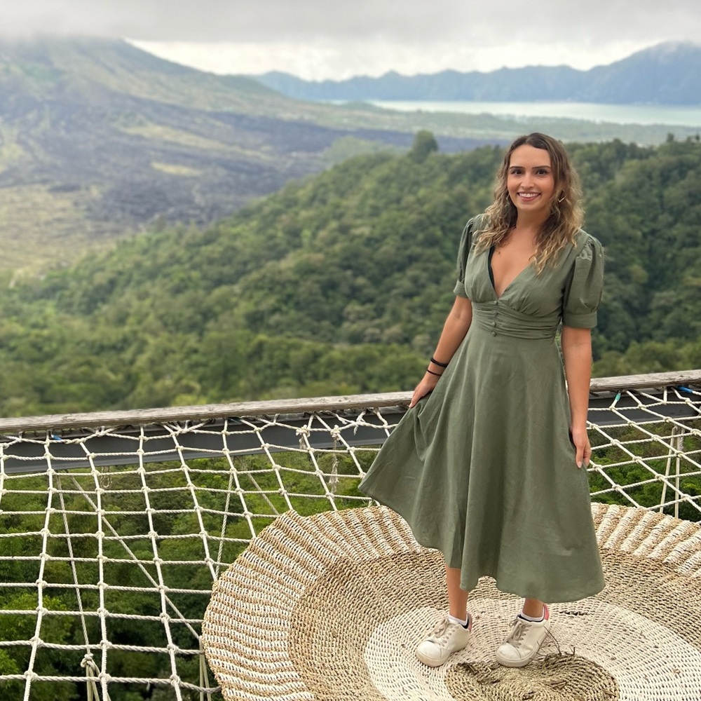 Olive Midi Vneck Dress
